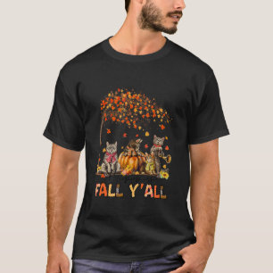 Camiseta Feliz Queda Vocês Todos Gatos Autumn Pumpkins Hall