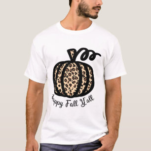 Camiseta Feliz Queda Vocês Todos Leopardo Imprimem Pumpkin