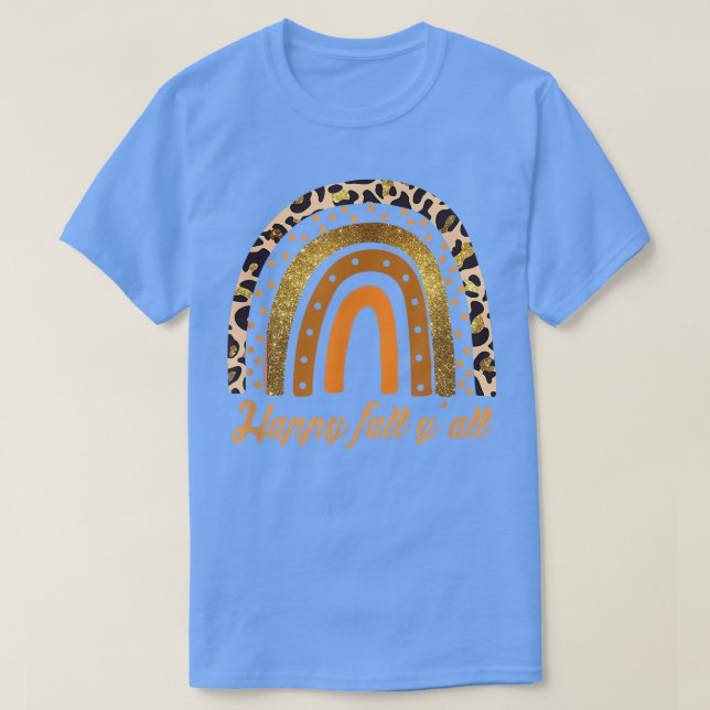 Camiseta Feliz Queda Ya Fall Rainbow Fall Autumn Boho Rainb (Frente do Design)