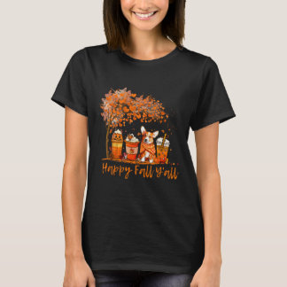 Camiseta Feliz Queda Y'all Autumn Corgi Halloween Pumpkin S
