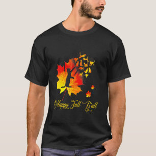 Camiseta Feliz Queda Yall Halloween-Cat Leaf-Melhores Ideia