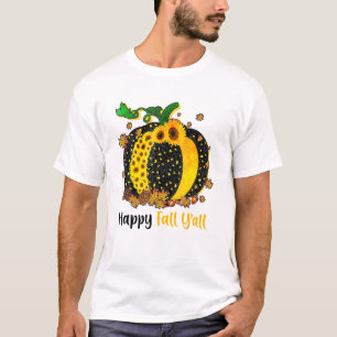 Camiseta Feliz Queda Yall Leopardo Imprima Abóbora Girassol