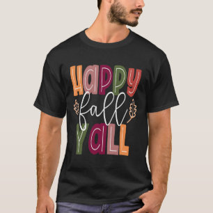 Camiseta Feliz Queda Yall Pumpkin Dia de Ação de Graças Cor