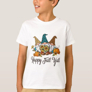 Camiseta Feliz Queda Yall Três Gnomos Lepard Sunflower Gif