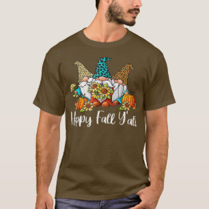 Camiseta Feliz Queda YallGnomo Leopard Pumpkin Autumn Gnomo