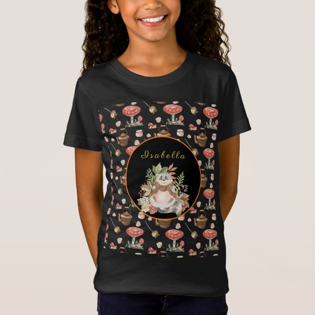 Camiseta Feliz Raccoon Personalize Texto e Cor (Frente)