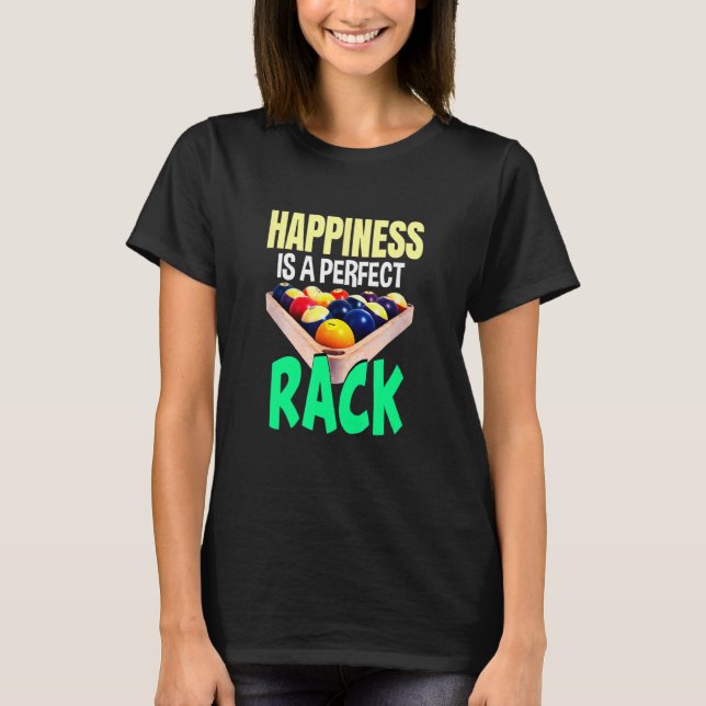 Camiseta Feliz Rack Billiard Piscina Arte Esportiva (Frente)
