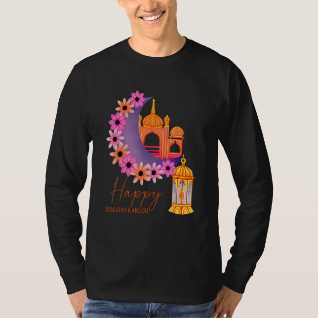Camiseta Feliz Ramadã Kareem Dia de Festa Islâmica Crianças (Frente)
