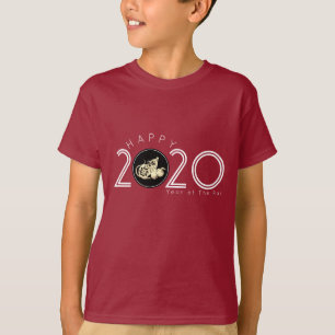 Camiseta Feliz Rato Chinês Ano Novo 2020 Crianças T-shirt