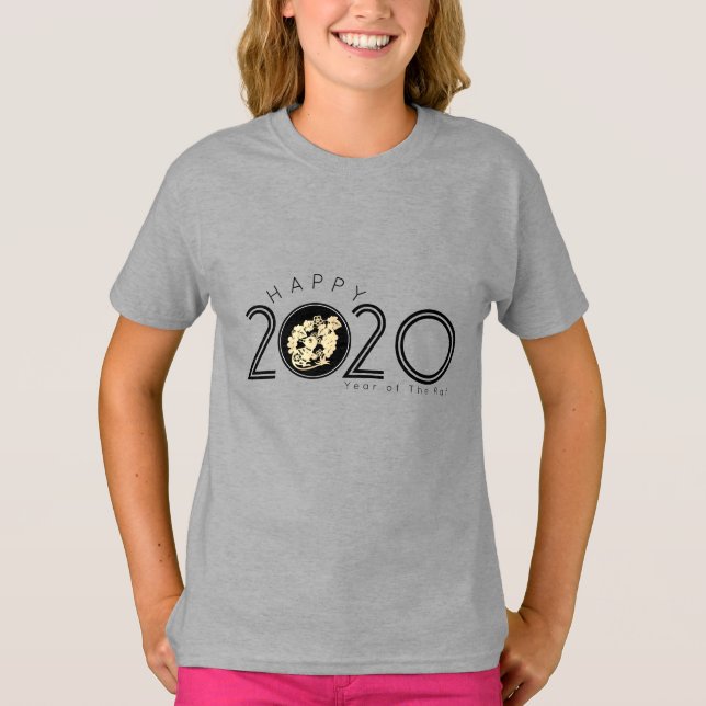 Camiseta Feliz Rato Chinês Ano Novo 2020 Crianças T-shirt 4 (Frente)