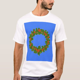 Camiseta Feliz Red Berry e Holly Wreath para o Natal