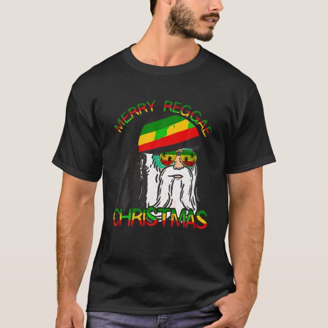 Camiseta Feliz Reggae Papais noeis de Natal rasta Xmas Rast (Frente)