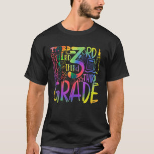 Camiseta Feliz Regresso À Escola De 3º Ano Cara Tie Dye