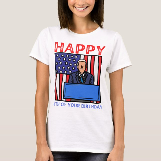 Camiseta Feliz Republicana Engraçada 4 De Julho Biden Trump (Frente)