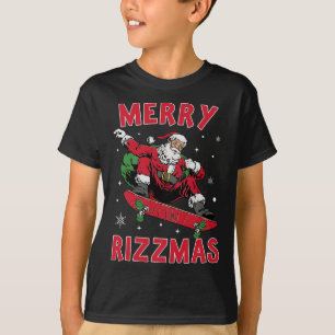 Camiseta Feliz Rizz Mas Crianças Engraçadas Cláusula Santa