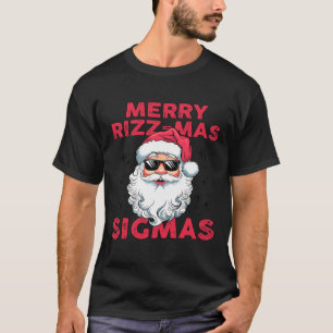 Camiseta Feliz Rizz Mas Sigmas Engraçado Papai Noel Natal