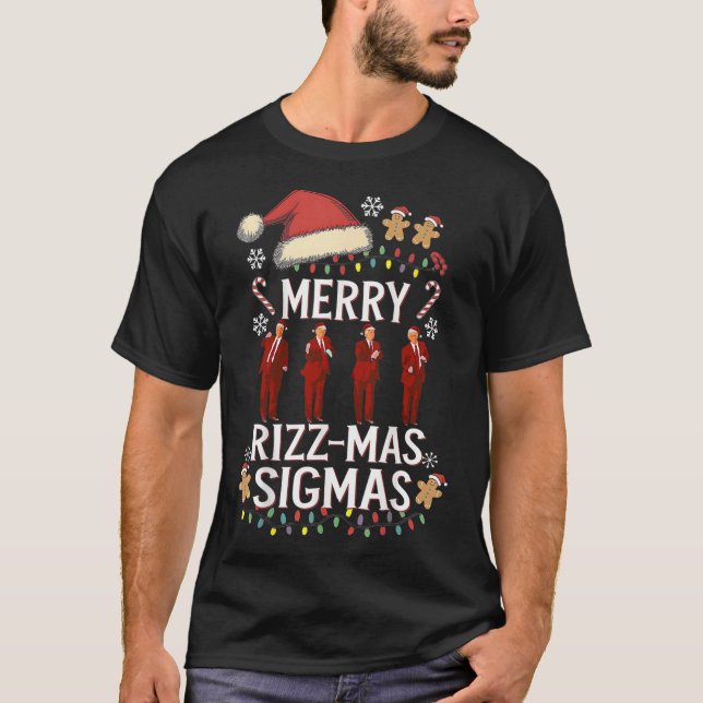 Camiseta Feliz Rizz Mas Sigmas Gen Alpha Trump Natal Pj (Frente)