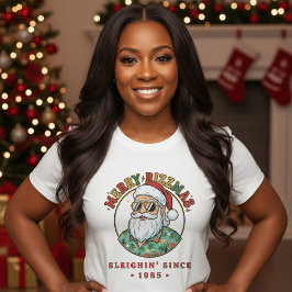 Camiseta Feliz Rizzmas Papai Noel de Óculos de Sol Natal Di