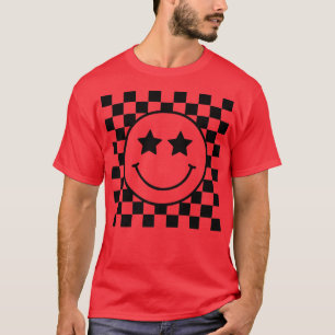 Camiseta Feliz Rosto Checado Sorriso Face Preta Colorida Tr