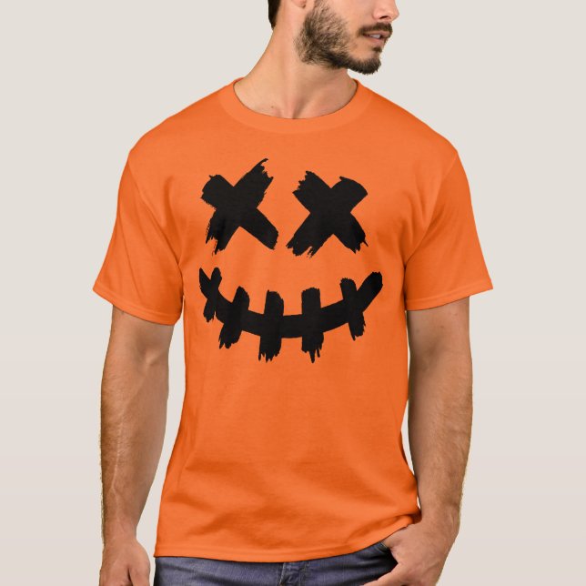 Camiseta Feliz Rosto de Horror de Halloween (Frente)