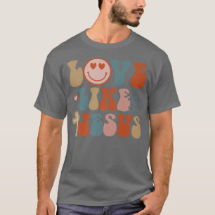Camiseta Feliz Rosto Retro Amor De Groovy Como Jesus Faith