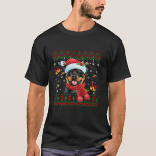 Camiseta Feliz Rottweiler Cachorro Natal Pajama Doce Feio