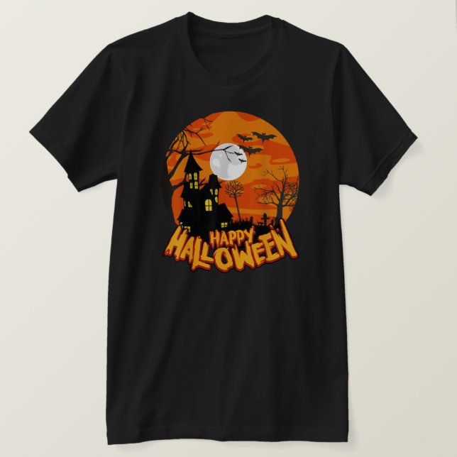 Camiseta Feliz Roupa de Halloween - Halloween (Frente do Design)