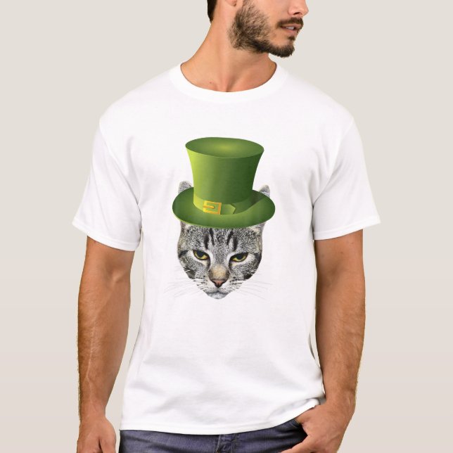 Camiseta Feliz Rua Carrapato Rua Dia de Patrick Gato Engraç (Frente)