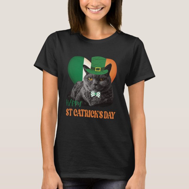 Camiseta Feliz Rua Carrapato Rua do Dia Patrick Cat Irish F (Frente)