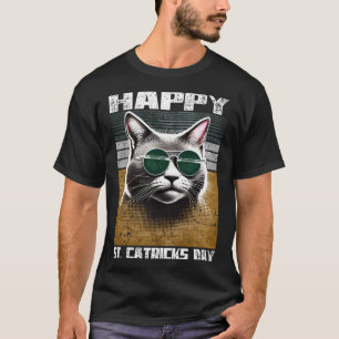 Camiseta Feliz Rua. Carricas Cinzas do Dia Gatos Óculos de 