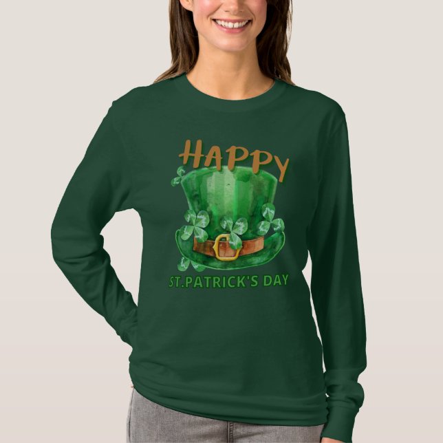 Camiseta Feliz rua. Chapéu do Dia de Patrick e trevas (Frente)