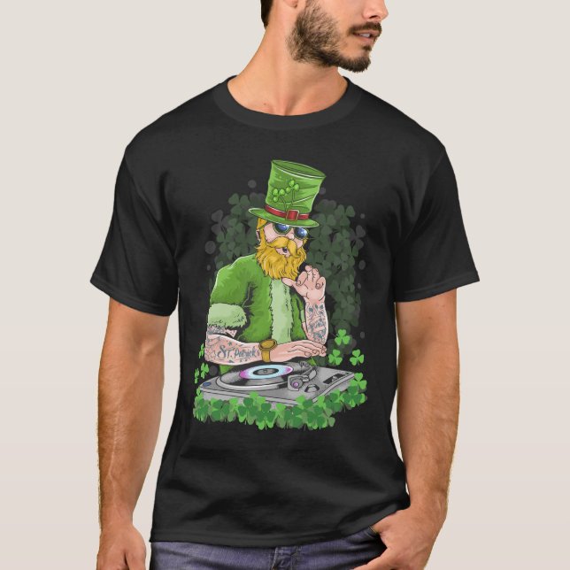 Camiseta Feliz Rua, Dia de Patrick | Leprechaun DJ (Frente)