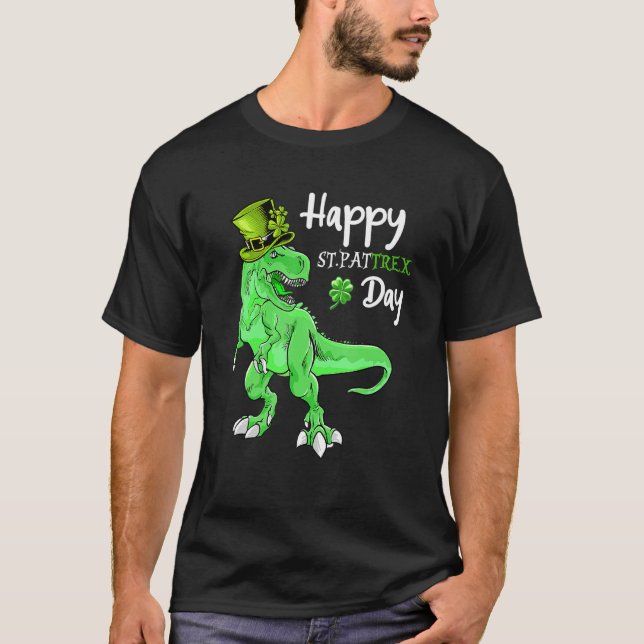 Camiseta Feliz Rua do Dinossauro do Dia de São Patrício T R (Frente)