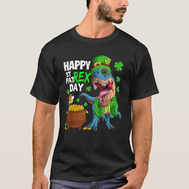 Camiseta Feliz Rua do Dinossauro Rex Saint Patrick S Day (Frente)