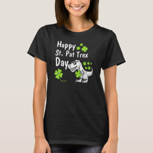 Camiseta Feliz Rua em T Rex Saint Patrick's Dinos Engraçad