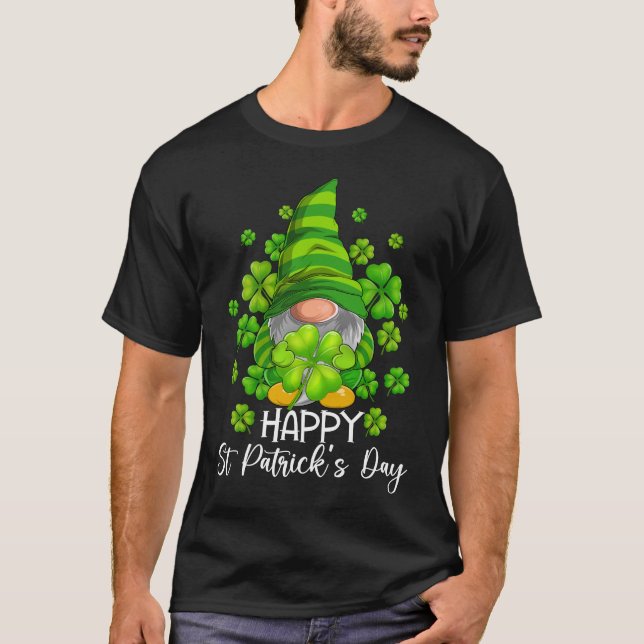 Camiseta Feliz Rua. Gnomos do Dia de Patrick Shamrock irlan (Frente)