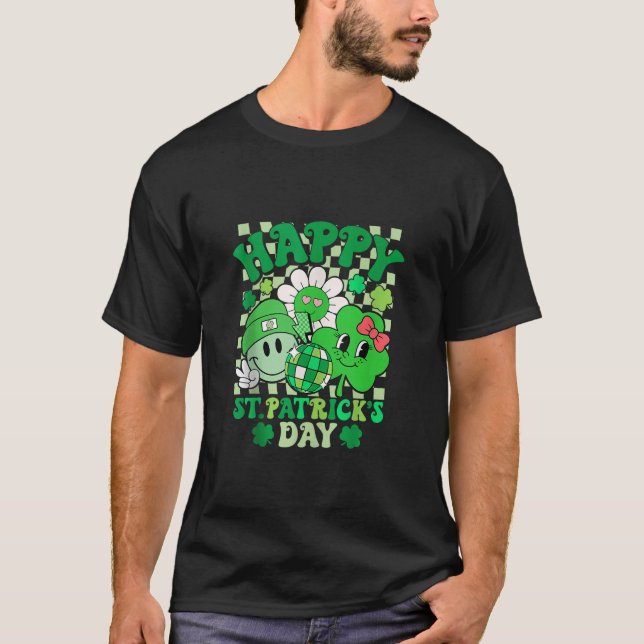 Camiseta Feliz Rua no dia de Patrick Groovy Disco Sorri Fac (Frente)