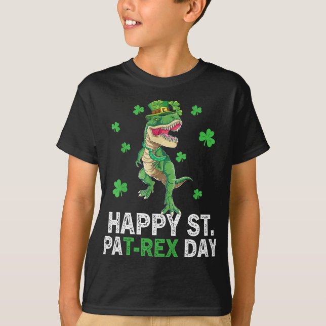 Camiseta Feliz Rua no Dia do Trex Dinossaur Toddler St Patr (Frente)
