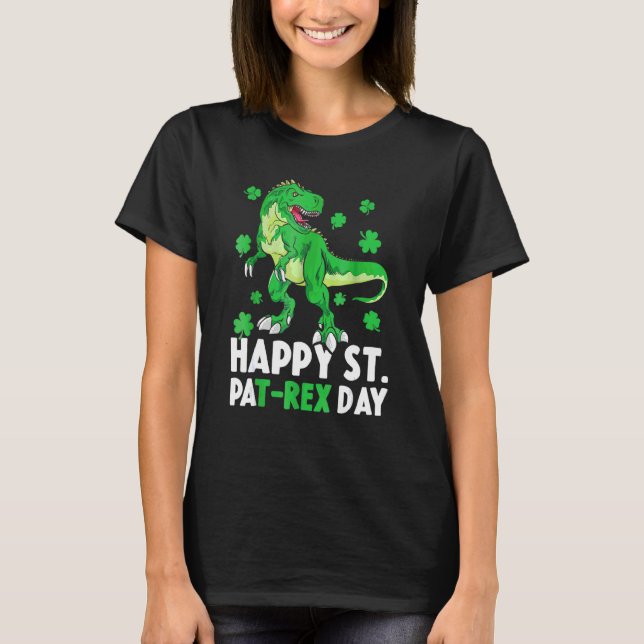 Camiseta Feliz Rua no Rex Dinossaur Saint Patrick, Dia de S (Frente)