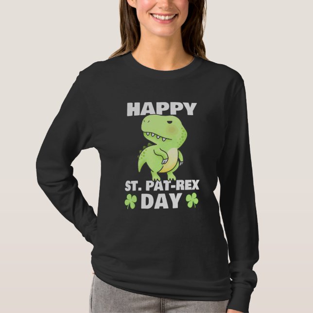 Camiseta Feliz Rua no Rex Dinossaur Saint Patrick, Dia de S (Frente)