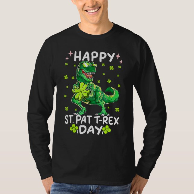 Camiseta Feliz Rua no Rex Dinossaur Saint Patrick, Dia de S (Frente)