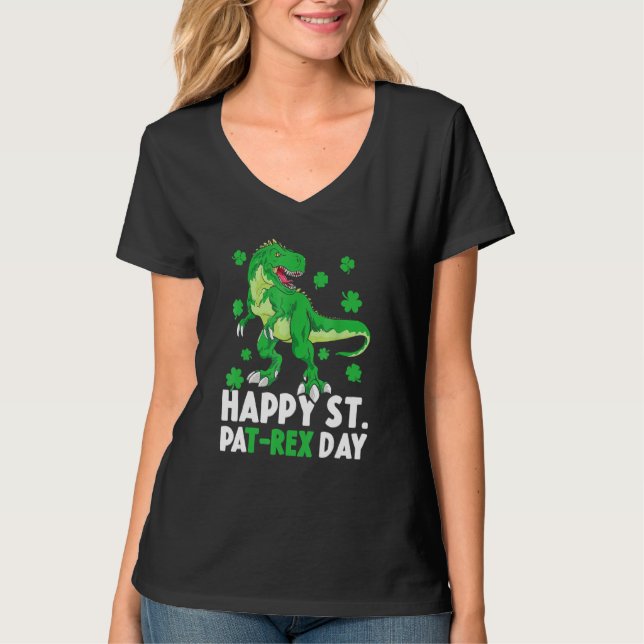 Camiseta Feliz Rua no Rex Dinossaur Saint Patrick, Dia de S (Frente)