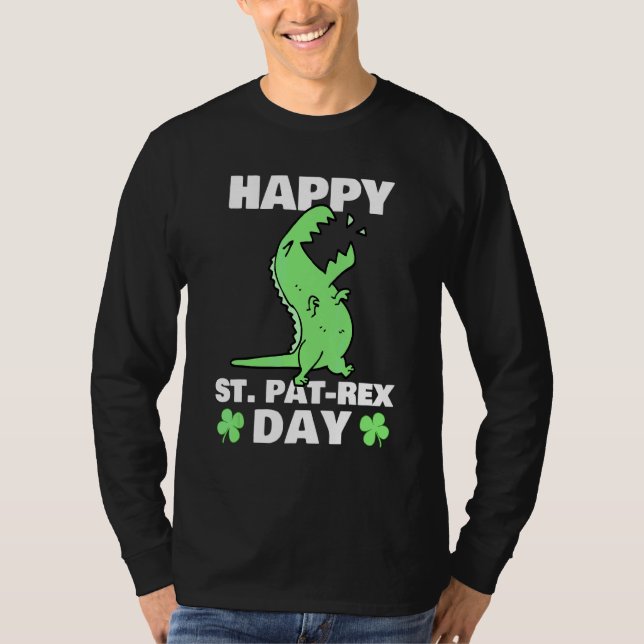 Camiseta Feliz Rua no Rex Dinossaur Saint Patrick, Dia de S (Frente)