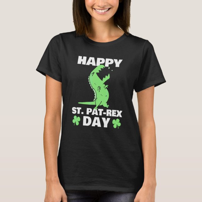 Camiseta Feliz Rua no Rex Dinossaur Saint Patrick, Dia de S (Frente)