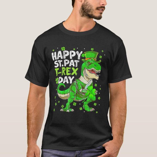 Camiseta Feliz Rua no Rex Saint Patrick Dinossaur Boys (Frente)