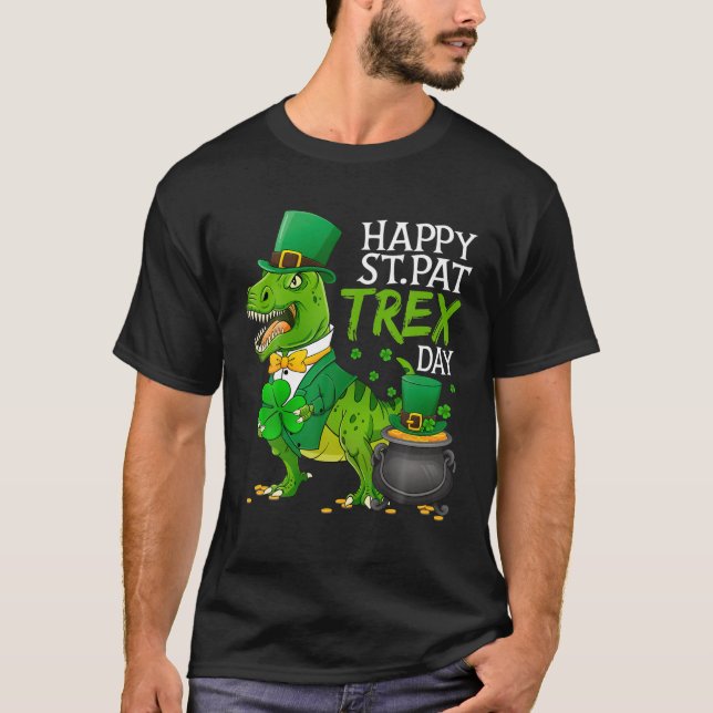 Camiseta Feliz Rua no Rex Saint Patrick Dinossaur Boys (Frente)