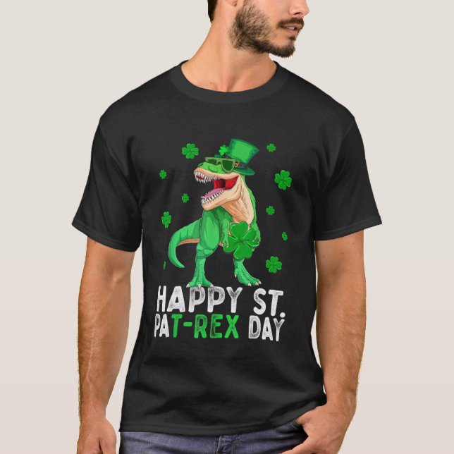 Camiseta Feliz Rua no T-Rex Saint Patrick Dinossaur Sh (Frente)