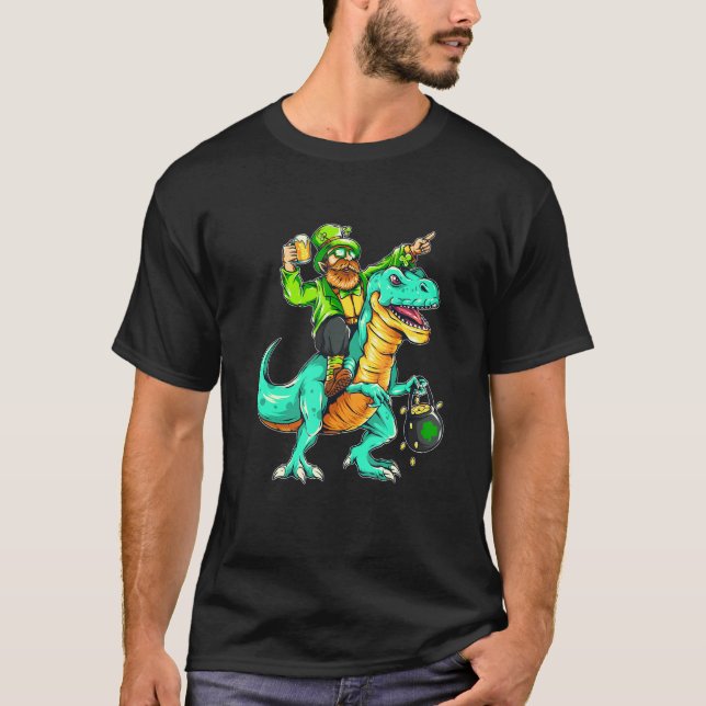 Camiseta Feliz Rua no T Rex Saint Patrick Leprechaun (Frente)