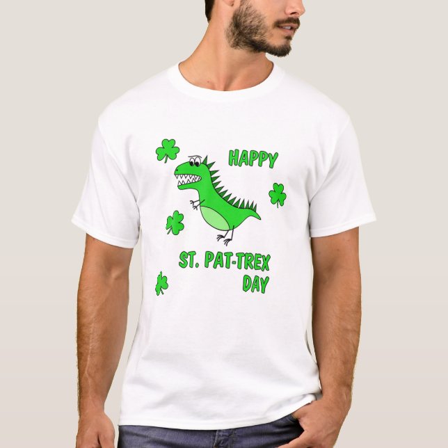 Camiseta Feliz Rua no Trex Saint Patrick Dinosaur Kid (Frente)