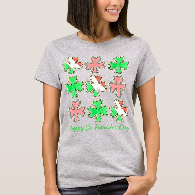 Camiseta Feliz Rua, o Shamrock Cookie do Dia de São Patríci (Frente)